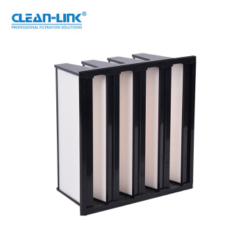 Clean-Link 3V/4V/5V Galvanized Frame Industrial Activate Carbon V-Bank HEPA Filter H13 H14